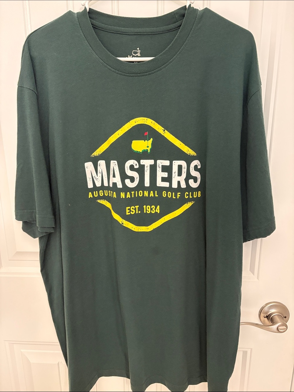 Masters Dark Green Short Sleeve Tee with Yellow & White Logo XXL
